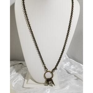 Lenny and Eva bronzetone necklace 30" w/2" pendant 1.1934